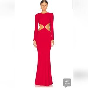 Retrofete Miley Dress Red Maxi Cutout Long Sleeve Size XL NWT Long Sleeve